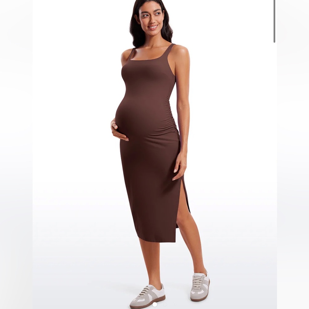 CRZ YOGA // ButterLuxe Maternity Dress Brown